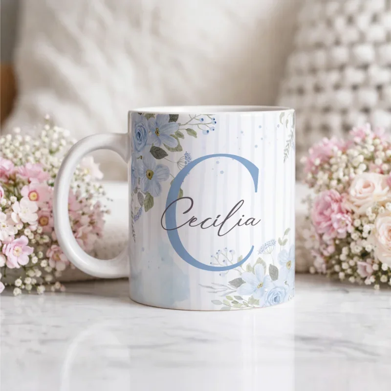Caneca Alfabeto Floral A a Z