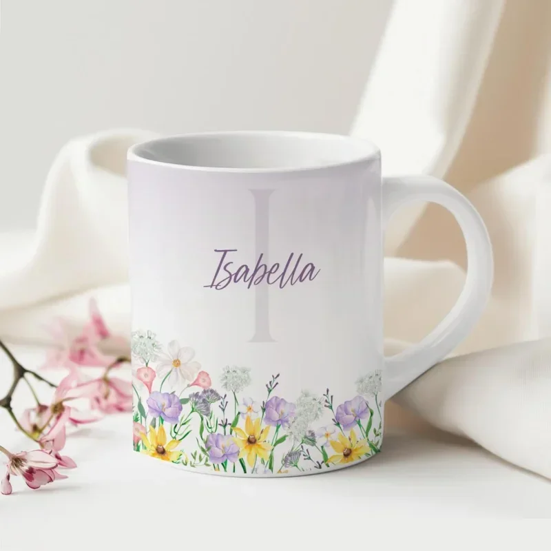 Caneca Alfabeto Floral A a Z V4