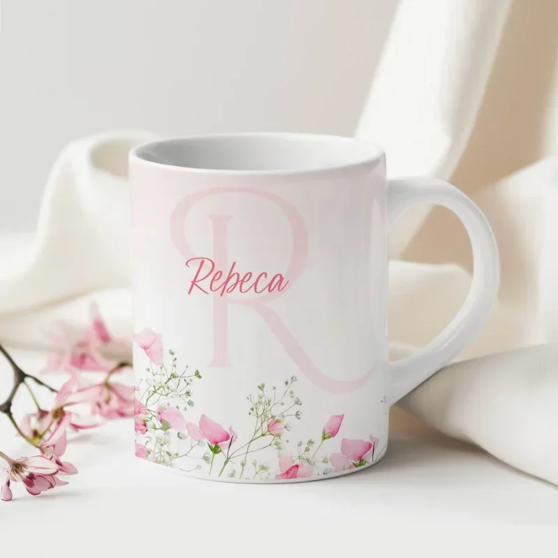 Caneca Alfabeto Floral A a Z V4