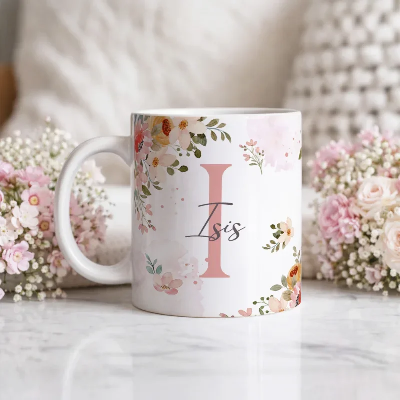Caneca Alfabeto Floral A a Z