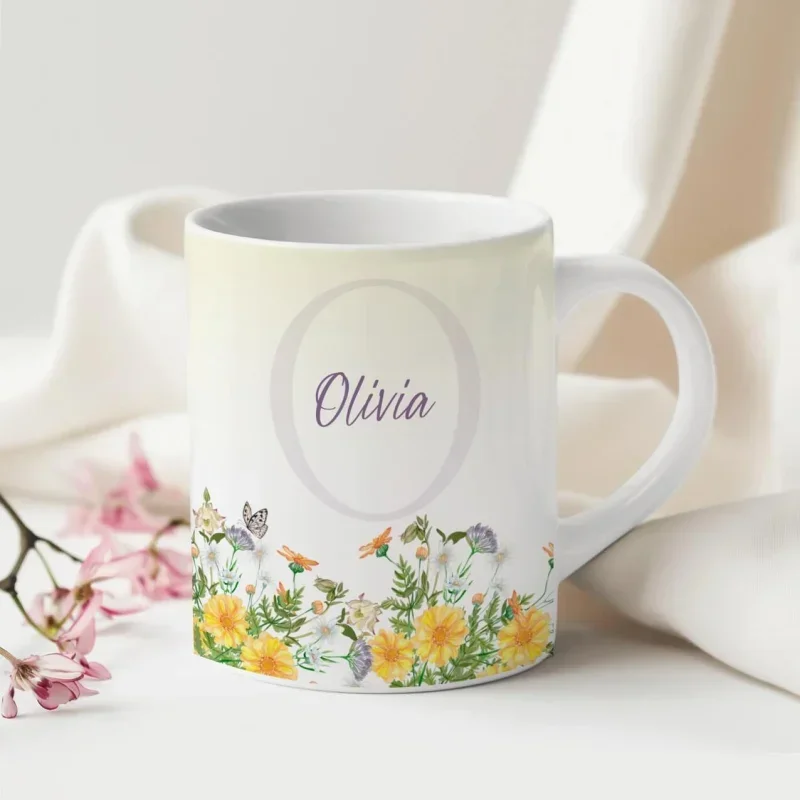 Caneca Alfabeto Floral A a Z V4