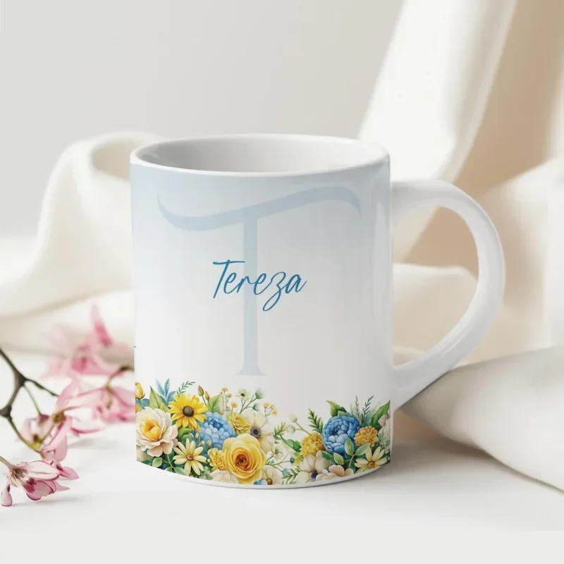 Caneca Alfabeto Floral A a Z V4