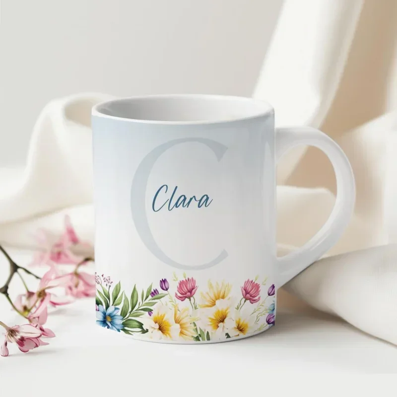Caneca Alfabeto Floral A a Z V4