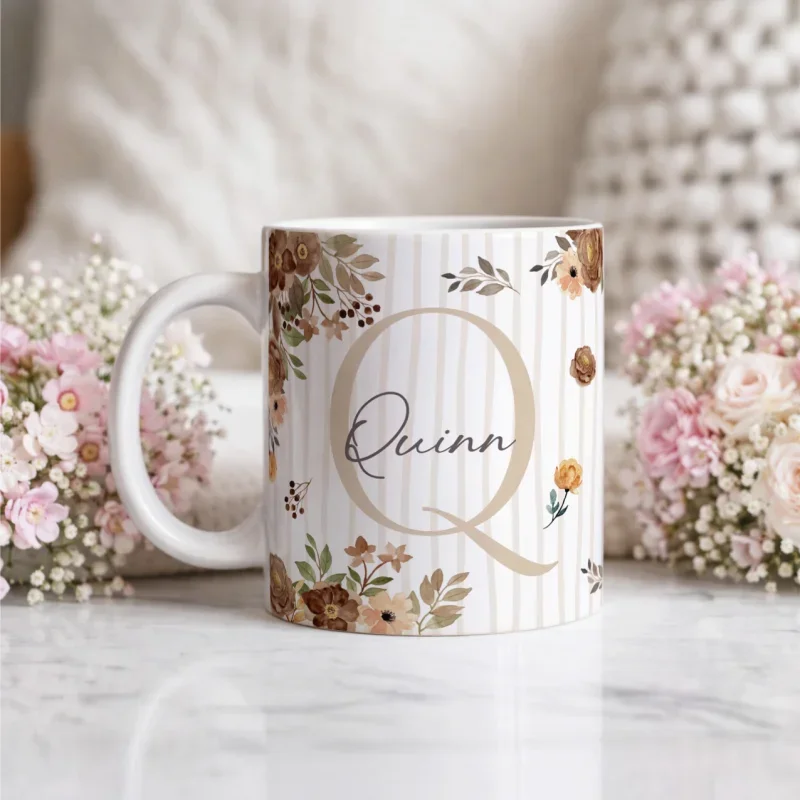 Caneca Alfabeto Floral A a Z